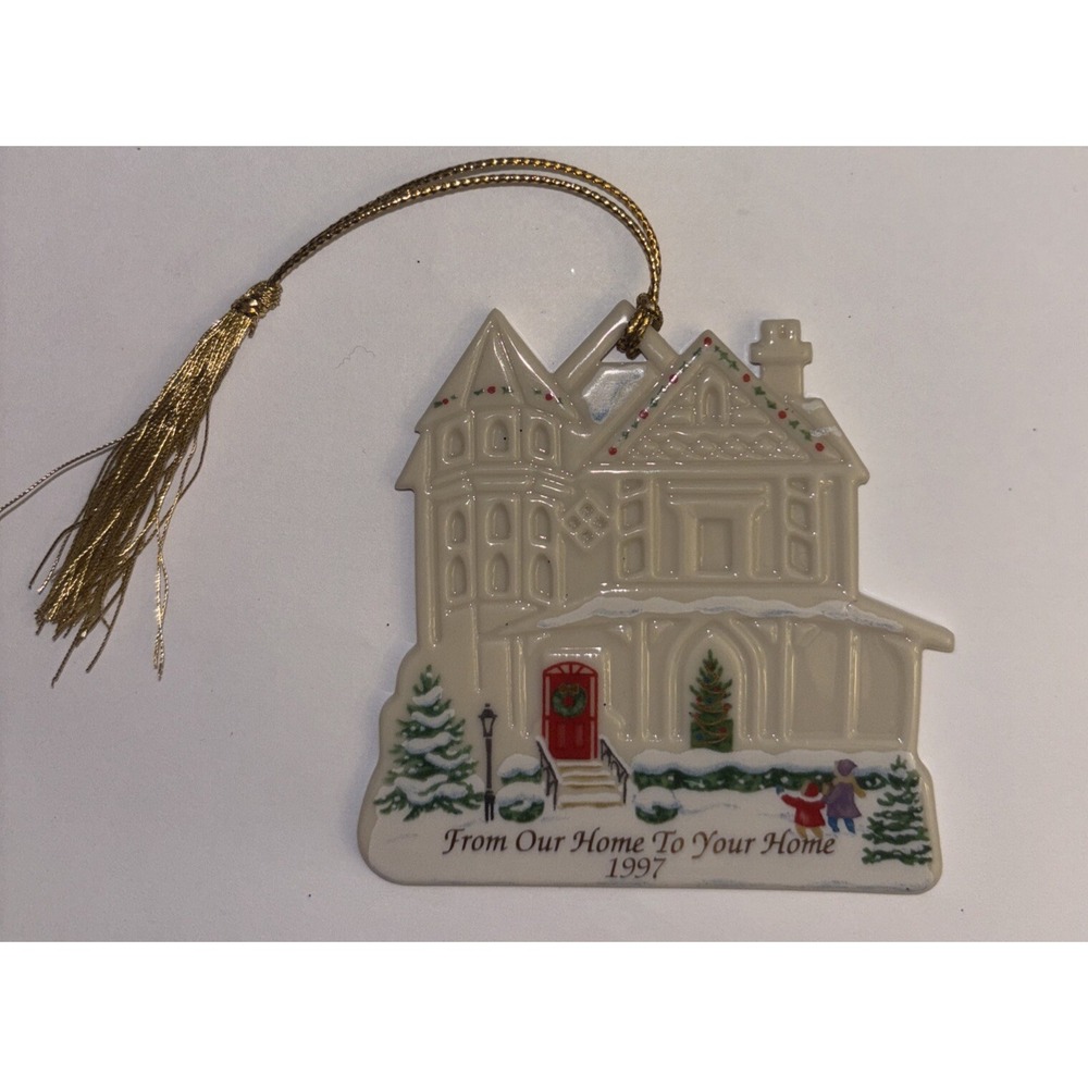 Vintage Lenox 1997 Porcelain "From Our Home To Your Home" Christmas Ornament